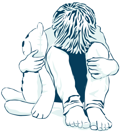 Illustration für Praxis Lübbert und Lazardzig, Kind mit Teddybär