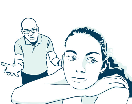 Illustration für Praxis Luebbert, Vater mit Kind